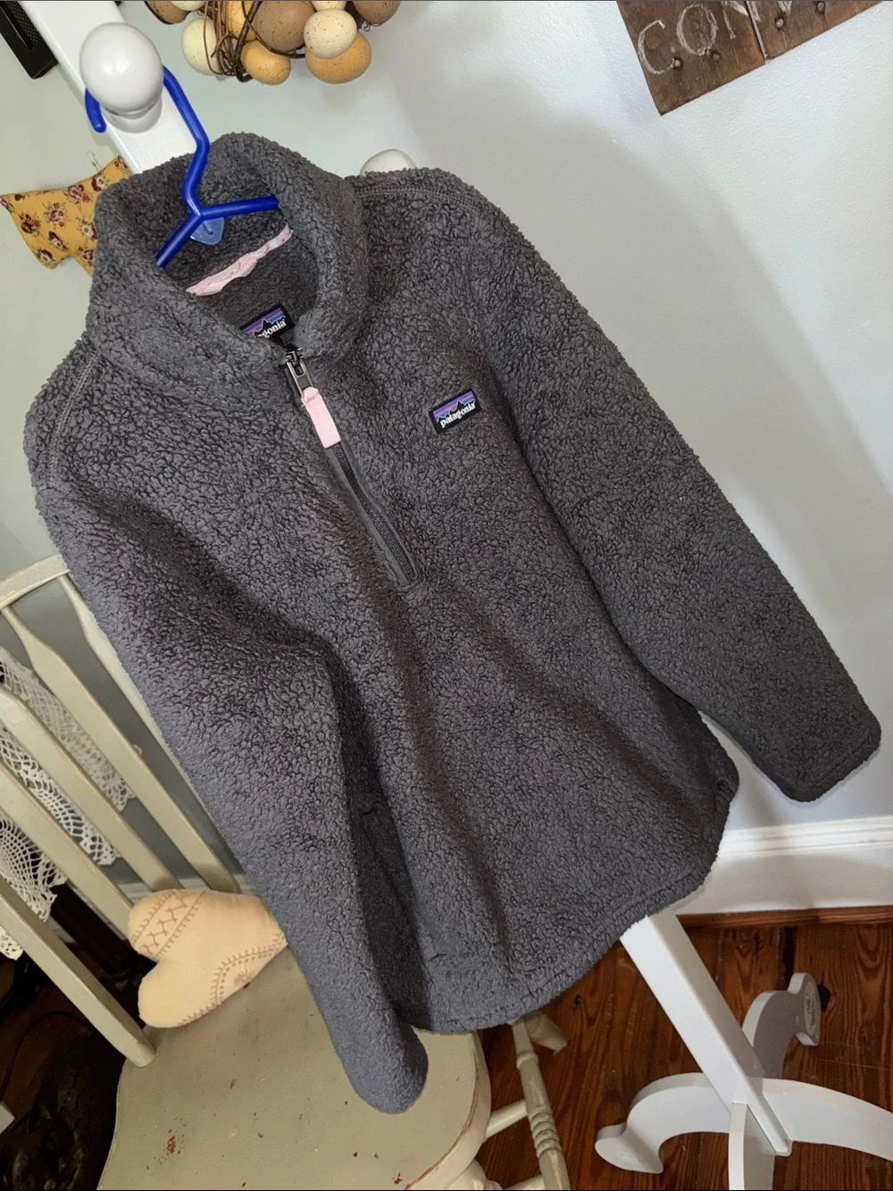 Patagonia Sz 12 Lg Kids' Gray Half-Zip Fleece Pullover